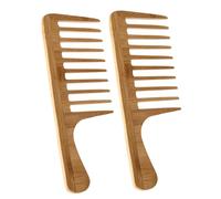 LALADEFIEE Wide Tooth Bamboo Hair Comb Set 2Pcs for Curly and Wavy Hair Detangling and Styling Texture Grip Suitable for Men and Women Business and Travel