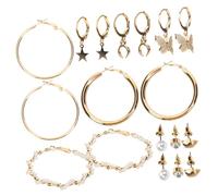 LALADEFIEE Women's Gold Hoop Earrings Vintage Pearl Earring Set 6 Pairs for Special Occasions or Daily Wear