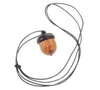 LALADEFIEE Wooden Acorn Pendant Necklace with Detachable Black Ebony Nut Box Charm, Long Green Sandalwood Travel Jewelry Holder, Women’s St Patrick’s Day Keychain Accessory