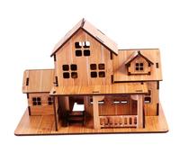 LALADEFIEE Wooden DIY Assembling House Model Bamboo Grain Color Educational Craft for Desk Decor Logical Thinking Building Kit