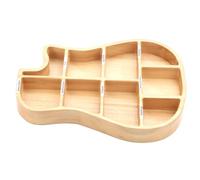 LALADEFIEE Wooden Guitar Picks Box Large Capacity Multi Compartment Guitar Shaped Organizer for Men and Beginners Pick Holder Case Protecting Accessories Storage for Acoustic