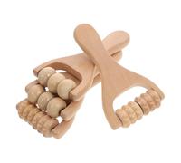 LALADEFIEE Wooden Massage Roller Set 4pcs Deep Tissue Foot and Back Massager Three-Bead and Toothed Rollers for Calf, Shoulder, Neck, and Waist Muscle Relief