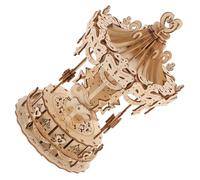 LALADEFIEE Wooden Merry-go-round Puzzle Model Kit DIY Self-assembling Educational for Adults and Natural Wood Color Smooth Finish Creative Hand-eye Coordination Development