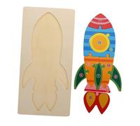 LALADEFIEE Wooden Rockets Shape Puzzle Educational for Boys Cartoon Jigsaw Board for Hand-eye Coordination and Spatial Reasoning Development