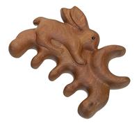 LALADEFIEE Wooden Scalp Massage Comb with Gentle Wide Teeth and Unique Rabbit Pattern for Daily Use, Natural Design Prevents Static Damage, Portable and Sleek Hair Care Tool