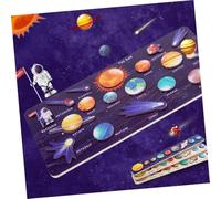 LALADEFIEE Wooden Solar System Puzzle for Educational Space with Embedded Planet Blocks Cognitive Universe Design Preschool Puzzle for Boys and Age Montessori Learning Game