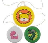LALADEFIEE Wooden Yo-Yo Set Lion, Pink Dinosaur - Small Finger String Yo-Yos for Educational Play and Skill Development