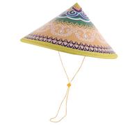 LALADEFIEE Woven Chinese Style Dance Cone Hat Boys and Girls and Adults UV Protection Sun Blocking Stage Performance Prop for Traditional Folk Dance and Party Wear