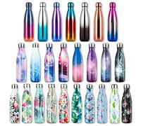 Lalafancy 500ml Stainless Steel Vacuum Flask Water Bottle, Ultimate Insulated Colorful Double Walled Drinks Flasks Bottles Sports - Keep 12 Hours Hot & 24 Hours Cold - BPA Free - Glod+Orange+Blue