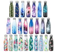 Lalafancy 500ml Stainless Steel Vacuum Flask Water Bottle, Ultimate Insulated Colorful Double Walled Drinks Flasks Bottles Sports - Keep 12 Hours Hot & 24 Hours Cold - BPA Free - Black Galaxy