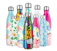 Lalafancy Stainless Steel Insulated Water Bottle 500ml/17oz Double Wall Vacuum Flask Metal Sports Bottles Leakproof Keep Hot and Cold Drinks for Outdoor Camping Gym Hiking Cycling