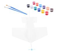 LALAFINA 1 Set Paintable DIY Foam Airplane Model Kit White Blank Glider With Rich Paints Educational Tool For Kids' Aviation Interest Great For Indoor And Outdoor Fun