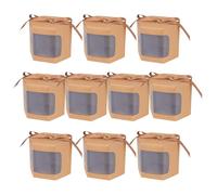 LALAFINA 10 Pcs Kraft Paper Candy Boxes with Window Hexagonal Dessert Treat Boxes for Take out 10x10cm with Tight Seal to Keep Truffles Secure and Fresh for Special Occasions