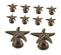LALAFINA 10 pcs Vintage Sea Star Cabinet Knobs Decorative Metal Drawer Pulls Single Hole Handles for Wardrobe Dresser Cupboard Nordic Style Hardware