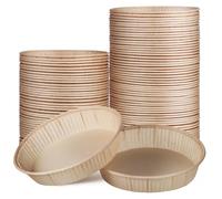 LALAFINA 100 Pcs 4-inch Beige Mini Tart Pans Round Bottom Baking Cups Oven and Microwave Safe Baking Containers for Small Cakes and Pies