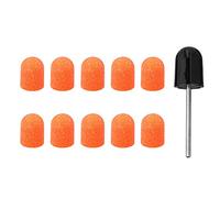 LALAFINA 10pcs Manicure Sanding Cap Nail Grinding Head Set Plastic Heat Resistance Fine Grit Not Easy to Throw Sand for DIY Polishing and Family Use