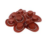 LALAFINA 10pcs Mini Cowboy Hats Rhinestone Decorated Western Party Accessories for Crafts and Doll Dress Up Lightweight Caps for Toppers and Everyday Play