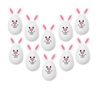 LALAFINA 10pcs Reusable Fillable Plastic Easter Eggs in Rabbit Shape for Home Decoration and Easter Party Favors Classic White Decorative Bunny Eggs with Festival Elements
