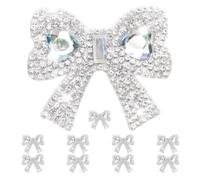 LALAFINA 10pcs Silver Rhinestone Bowknot Applique Patch for Bag and Shirts, Self-Stick Sparkling Crystal Embellishment for Creative Personalization in Bag Making and Jewelry Making