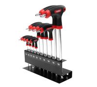 LALAFINA 10pcs T Handle Hexagonal Wrenches Set with Bracket | T9 T15 T20 T25 T27 T30 T40 T45 T50, Polished Finish, Ergonomic Grip, Home Use