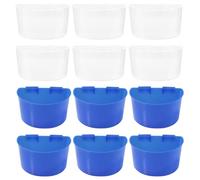 LALAFINA 12Pcs Bird Food Feeding Tools Feeder Trough Hanging Water Cups Plastic Bird Feeding Dish Cups for Cage Floors Simple Cleaning