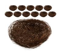 LALAFINA 12pcs Decorative Nests Simulated Bird Ornaments Decorative Micro Props Brown Oakum Natural Fibers Creative Design Realistic Appearance Easy to Clean Delicate Feel Garden Office Use