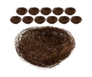 LALAFINA 12pcs Decorative Nests Simulated Bird Ornaments Decorative Micro Props Brown Oakum Natural Fibers Creative Design Realistic Appearance Easy to Clean Delicate Feel Garden Office Use