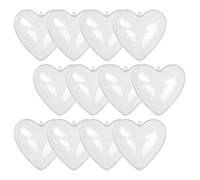 LALAFINA 12pcs Plastic Fillable Balls Decorative Bauble Ball Heart Shaped 3.93x3.93x1.81in Can Be Separated into Two Parts Open and Close Freely Hanging Decoration for Valentine Easter