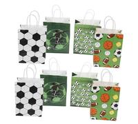 LALAFINA 12pcs Soccer Party Favor Bags Sports Themed Goody Bags with Handles Vibrant Football Decorations for Birthdays and Events for Candy Cookies and Small