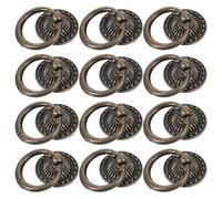 LALAFINA 12pcs Vintage Retro Cabinet Pull Handles 1-Hole Alloy Drawer Ring Pulls Antique Bronze Furniture Door Knobs for Home Dresser Wardrobe Cabinet Hardware