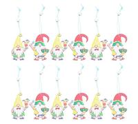 LALAFINA 12pcs Wooden Gnome Ornaments Hanging Decorations for Summer Hawaii Party, Unique Artistic Design Suitable for Door Ornament and Wall Background