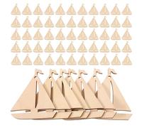 LALAFINA 150pcs Unfinished Wooden Sailboat Models Wood Blanks for Crafts Nautical Ocean Theme Smooth Beige Mini Wood Canvas Sailboat Shapes Comfortable Crafting Experience Painting