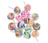 LALAFINA 18pcs Colorful Polymer Lollipop Charms for Jewelry Making Cute Rainbow Pendants for Earrings Bracelets Necklaces Fun Food Accessories for DIY Crafts and Party Decorations