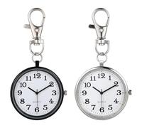 LALAFINA 2 Pcs Nurse Pocket Watch Keychain Alloy Hanging Watch | Hands Free Timing, Easy Carry and Multi Way Wear, for Doctors, Lanyards and Keyrings