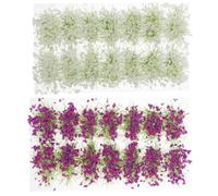 LALAFINA 2 Pieces Resin Static Grass Tufts Model Clusters for DIY Scenery, White and Purple Miniature Grass Ornaments for Railway, War Gaming, and Sand Table Decoration