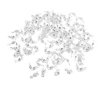 LALAFINA 200pcs Connector Clasp Crimp Bead Covers Silver Iron Doubleheaded Foldover End Cap Design Enhancing Durability Securing Ends for Bracelets Jewelry Crafting DIY Projects