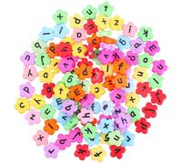 LALAFINA 200pcs Flower Shape Acrylic Letter Beads with Black Lowercase Letters, 11.5mm Size, 2mm Hole Diameter, Colorful Base for DIY Jewelry Crafting and Beading Projects