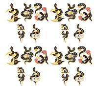 LALAFINA 20pcs Black Snake Alloy Brooch with Sun Moon Skull Enamel Design Animal Lapel Pins Stylish for Jackets Bags Clothes Unique Gothic Badge Collection