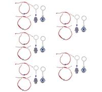 LALAFINA 20pcs Evil Eye Jewelry Set with Turkish Bracelets and Keychains Blue Glass Protection Amulets Handmade Braided Cord Wristbands and Hand Palm Charms for Luck and Spiritual