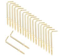 LALAFINA 20pcs Golden L-Shaped Self Tapping Screw Hooks Metal Screws for Hanging Picture Secure Grip and Simplified Installation, Iron Material for Home Storage and Organisation
