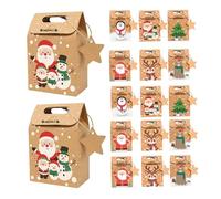 LALAFINA 24pcs Christmas Kraft Paper Treat Boxes Rustic Candy Cookie Packaging Elegant Holiday Favor Bags for Xmas Party Birthdays Weddings Sustainable Small Present Wrapping