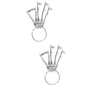 LALAFINA 2pcs Adjustable Halloween Skeleton Hand Harness Bracelet Bangle Chain Punk Ghost Claw Bracelet with Ring Silver Skull Jewellery for Men and Women
