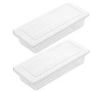 LALAFINA 2pcs Airtight Food Storage Containers with Lids Pp Material Stackable Portable Crisper Boxes for Fridge Organization and Outdoor Use