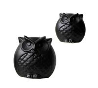 LALAFINA 2pcs Black Ceramic Owl Statues Cartoon Figurines with Good Stability, Not Easy to Knock, for Indoor Desktop Decor and Home Office Decoration