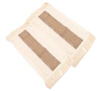 LALAFINA 2pcs Boho Style Linen-cotton Placemat Set for Dining Table, Rectangle Coffee Colour Placemats with Insulated Cushion, Easy to Carry and Store, for Home and Restaurant Use