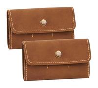 LALAFINA 2pcs Brown Pu Leather Memory Card Case with 8 Slots Retro Matte Card Storage Box Memory Stick Holder for Travel and Gaming