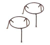 LALAFINA 2pcs Campfire Tripod Cooking Stand Steel round Pot Rack Golden with Triangular Legs for Pots and Wok, Camping Gatherings, Lightweight Hiking Excursions
