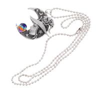 LALAFINA 2pcs Colorful Tie-dye Moon Star Skull Witch Necklace with Crescent Pendant Chain Gothic Pendant Jewelry for Women