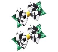 LALAFINA 2pcs Cute Soccer Bow Hair Clips, Small Glitter Bow Hair Accessories with Pu Leather and Polyester Material, Not Easy to Fade or Deform, for Birthdays and Banquets