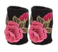 LALAFINA 2pcs Ethnic Embroidered Wristbands for Winter Use, Comfortable Cloth Material with Maximum Protection, Wrist Warmers for Those Who Feel Cold Or Need Wrist Support